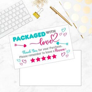 60 Thank You Cards Customizable 5 Star Review Inserts for Small Business